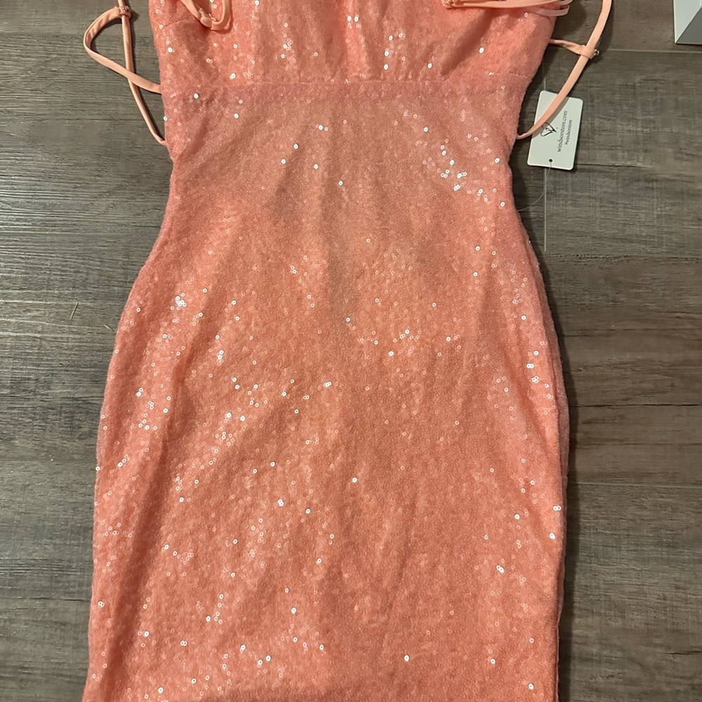 NWT mini Elegant Peach Sequin Dress